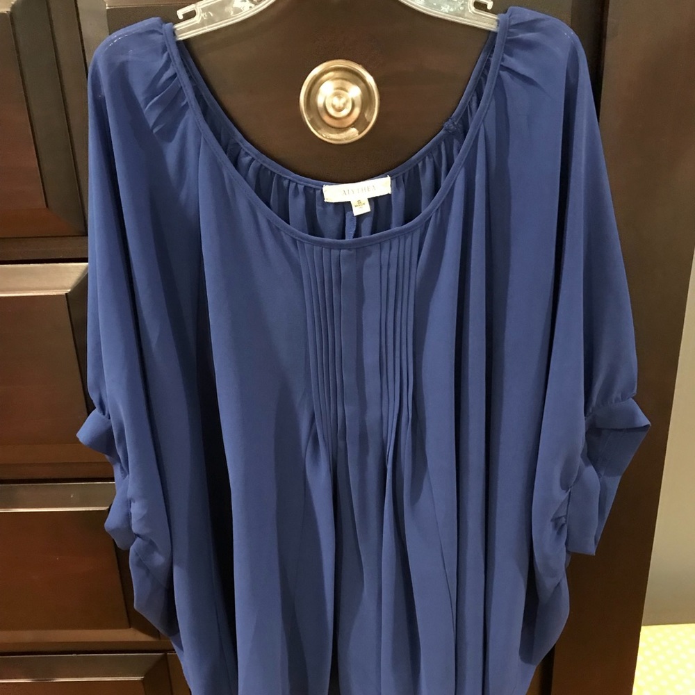 Royal blue flowy sheer top